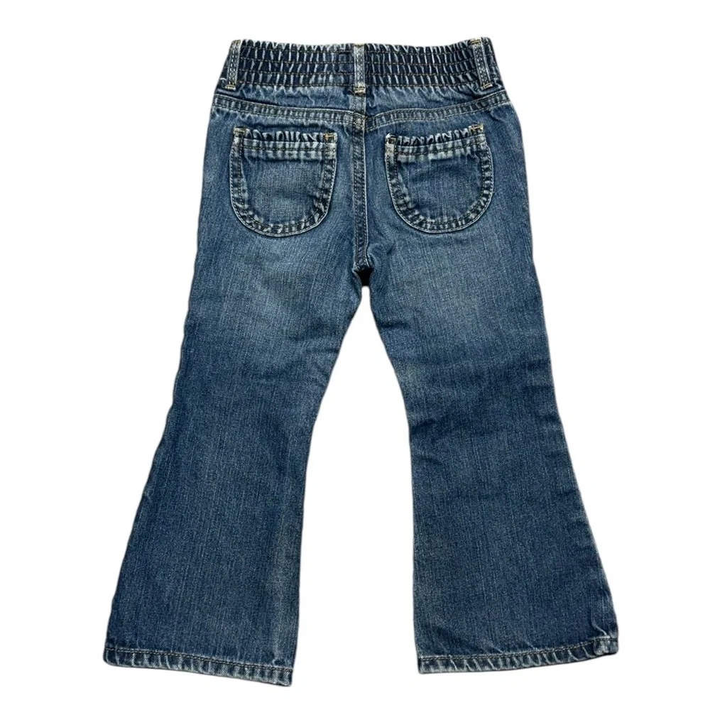 OshKosh Flare Denim Jeans Heart Embroidered Girls Size 3T Blue Pink‎ Casual